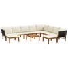 vidaXL 11 pcs Solidne drewno akacjowe i lina naturalny