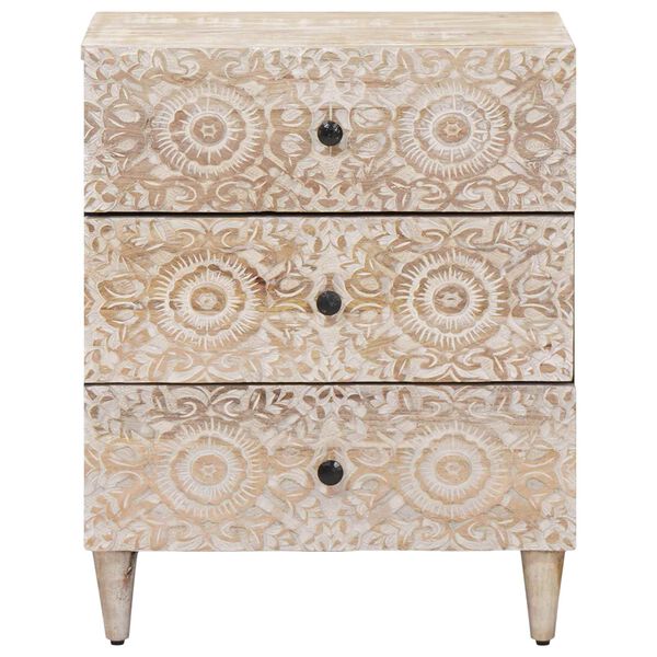 vidaXL Szafka ł&oacute;żkowa z szufladą Biały 50 x 33 x 60 cm Drewno z mango