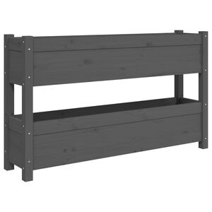 vidaXL Donica, szara, 112x25x66 cm, lite drewno sosnowe