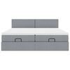 vidaXL Rama ł&oacute;żka otomana z materacami, szara, 200x200 cm, tkanina