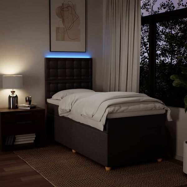 vidaXL Ł&oacute;żko kontynentalne z materacem, brązowe, tkanina, 80x200 cm