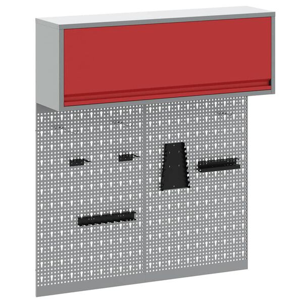 vidaXL Zestaw Szafki Narzędziowej i Pegboard z półką 3 pcs Czerwony