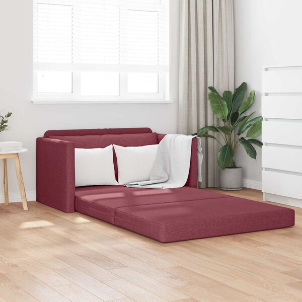 vidaXL Sofa Bed 110cm Czerwone wino tkanina