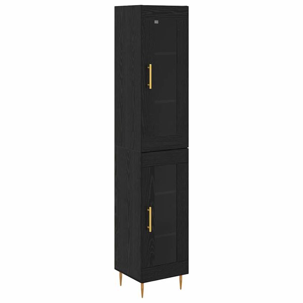 vidaXL Highboard 2 pcs Czarny Dąb Szkło