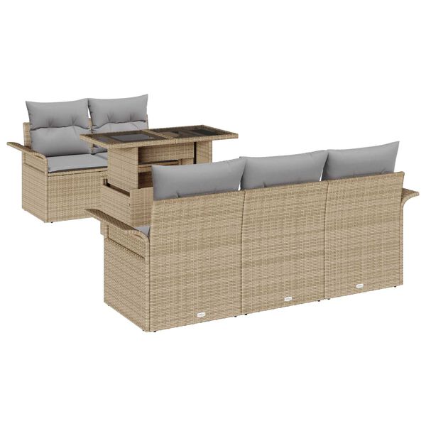 vidaXL Zestaw Sof na Ogród z poduszką 6 pcs Beżowy Rattan poli