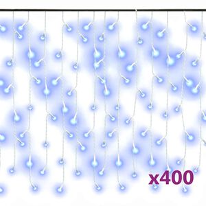 vidaXL Zasłona świetlnych sopli, 10 m, 400 niebieskich diod LED