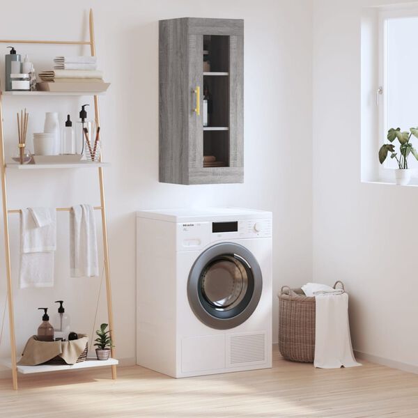 vidaXL Szafka wisząca, szary dąb sonoma, 34,5x34x90 cm