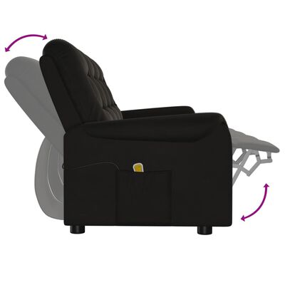 vidaXL Rozkładany fotel masujący, 4-os., czarny, obity mikrofibrą