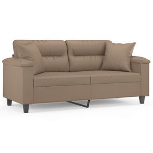 vidaXL 2-osobowa sofa z poduszkami, cappuccino, 140 cm, sztuczna sk&oacute;ra