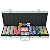 vidaXL Zestaw do gry w pokera 500 żetonów laserowych, aluminium