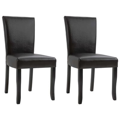 vidaXL Krzesła stołowe, 2 szt., ciemny brąz, sztuczna skóra