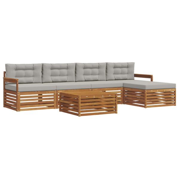 vidaXL Zestaw sof na zewnątrz z poduszką 6 pcs Naturalny i Jasny Szary