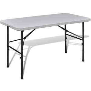 vidaXL Składany st&oacute;ł do ogrodu, 122 cm, HDPE, biały
