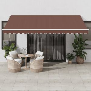 vidaXL Automatycznie zwijana markiza z LED, brązowa, 450x350 cm