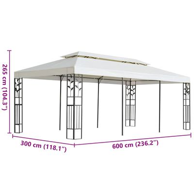 vidaXL Altana z podwójnym dachem, biała, 6x3 m, stalowa