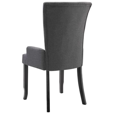 vidaXL Krzesła stołowe z podłokietnikami, 4 szt., ciemnoszare, tkanina