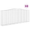 vidaXL Kosze gabionowe, 8 szt, 400x50x160/180 cm, galwanizowane żelazo
