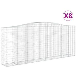 vidaXL Kosze gabionowe, 8 szt, 400x50x160/180 cm, galwanizowane żelazo