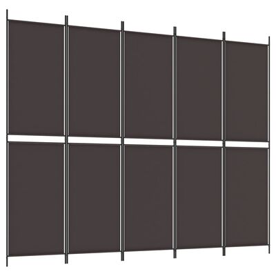 vidaXL Parawan 5-panelowy, brązowy, 250x200 cm, tkanina