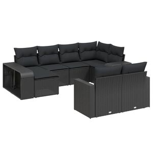 vidaXL 10-cz. zestaw wypoczynkowy do ogrodu, poduszki czarny rattan PE
