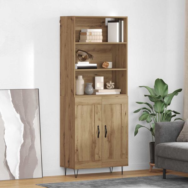 vidaXL Highboard 2 pcs Dąb rzemieślniczy Materiał drewnopochodny