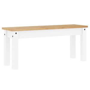 vidaXL Ławka stołowa PANAMA, biała, 105x30x45 cm, lite drewno sosnowe