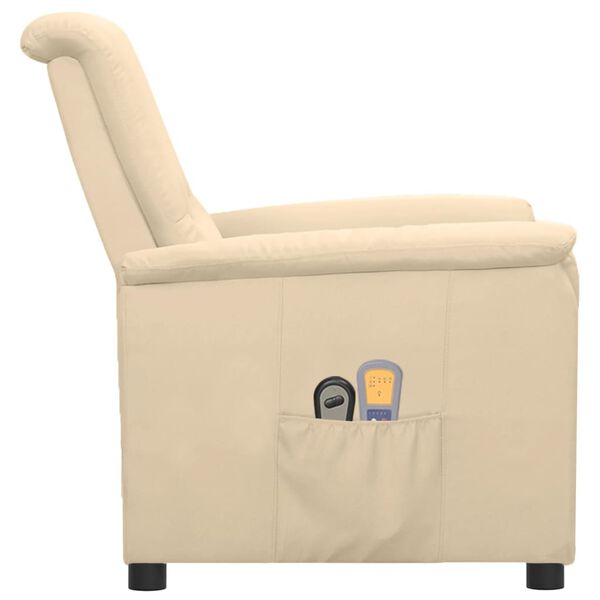 vidaXL Elektryczny fotel masujący, kremowy, tkanina