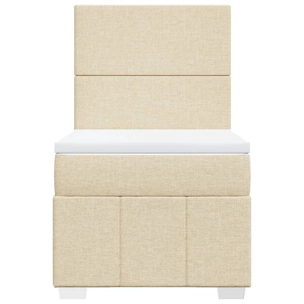 vidaXL Ł&oacute;żko kontynentalne z materacem, kremowe, tkanina, 90x200 cm