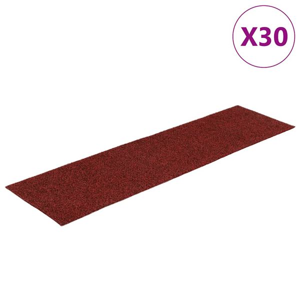 vidaXL Maty na schody samoprzylepne 30 szt. 76x20 cm Bordowo-czerwone prostokątne