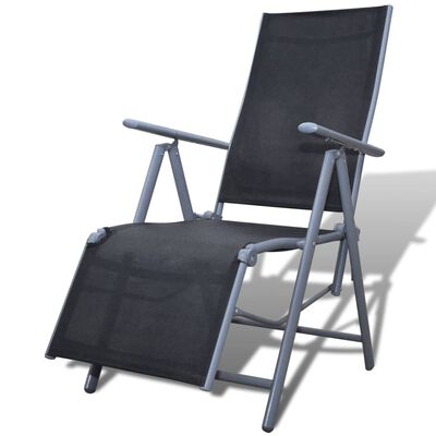 vidaXL Krzesło ogrodowe, aluminium, czarne