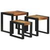 vidaXL Stolik Nesting 3 pcs Solidne drewno akacjowe i metal