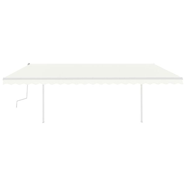 vidaXL Ręcznie zwijana markiza z LED, 5x3 m, kremowa