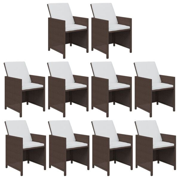 vidaXL 11-cz. zestaw mebli ogrodowych z poduszkami, polirattan, beżowy