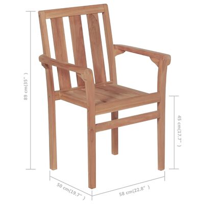 vidaXL Sztaplowane krzesła ogrodowe, 4 szt., lite drewno tekowe