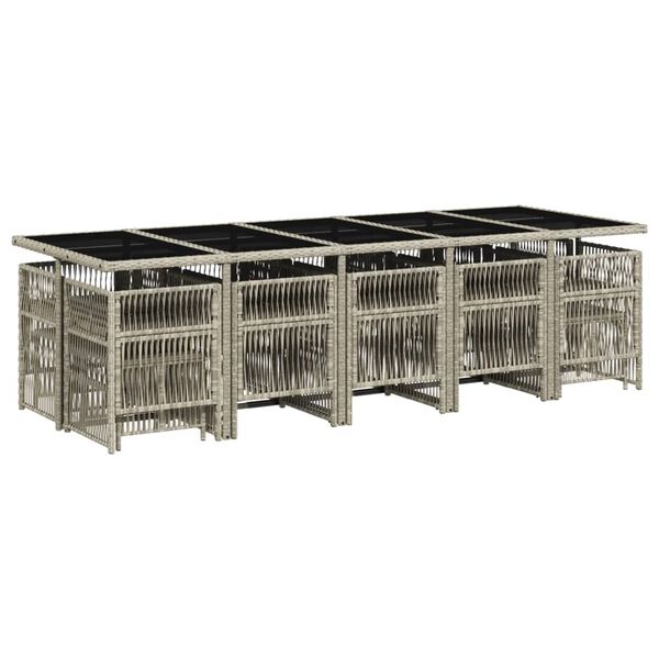 vidaXL 15-cz. zestaw mebli ogrodowych z poduszkami, jasnoszary