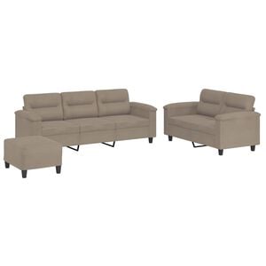 vidaXL 3-cz. komplet wypoczynkowy z poduszkami, taupe, mikrofibra