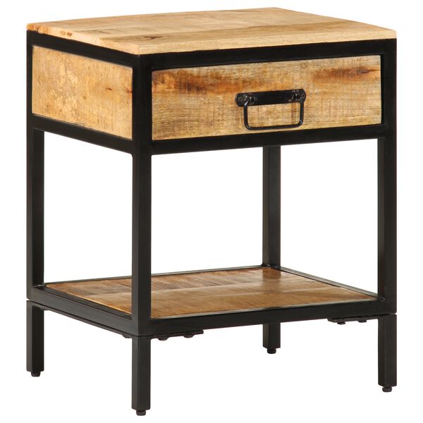 vidaXL Stolik nocny Brązowy 40 x 35 x 50 cm Lite drewno mango i metal