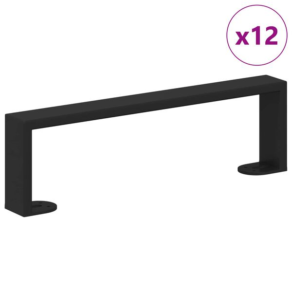 vidaXL N&oacute;żki meblowe 12 pcs Czarny 34,1 x 4 x 10 mm Żelazo