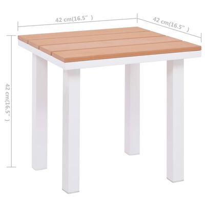 vidaXL Leżaki ze stolikiem, 2 szt., aluminium i WPC, biały i brązowy