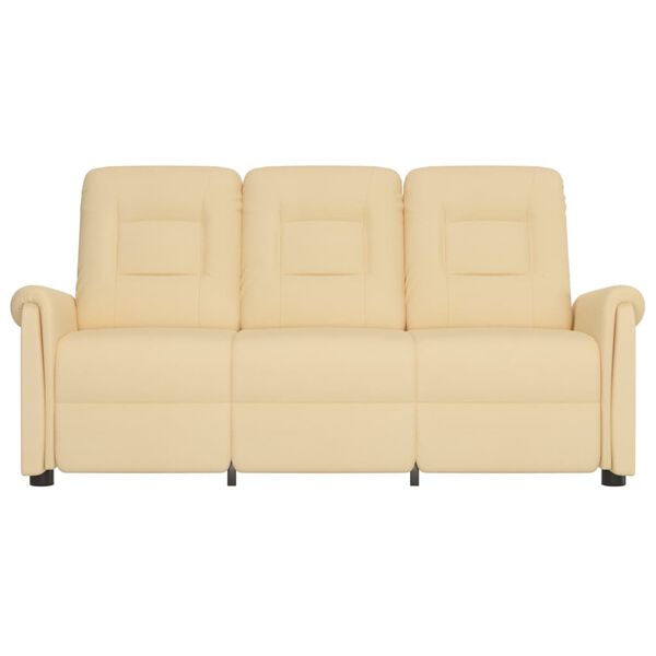 vidaXL Rozkładany fotel masujący, 3-os., kremowy, obity mikrofibrą