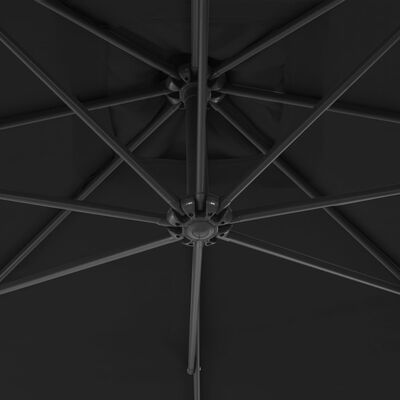 vidaXL Parasol wiszący ze stalowym słupkiem, 300 cm, czarny