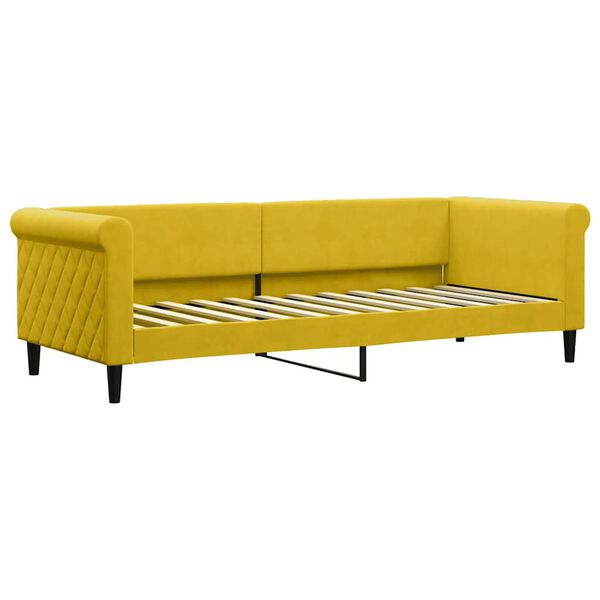 vidaXL Sofa z materacem do spania, żółta, 80x200 cm, aksamit