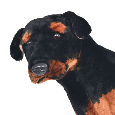 vidaXL Pluszowy rottweiler, stojący, czarno-brązowy, XXL