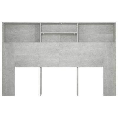 vidaXL Wezgłowie łóżka z półkami, szarość betonu, 160x19x103,5 cm