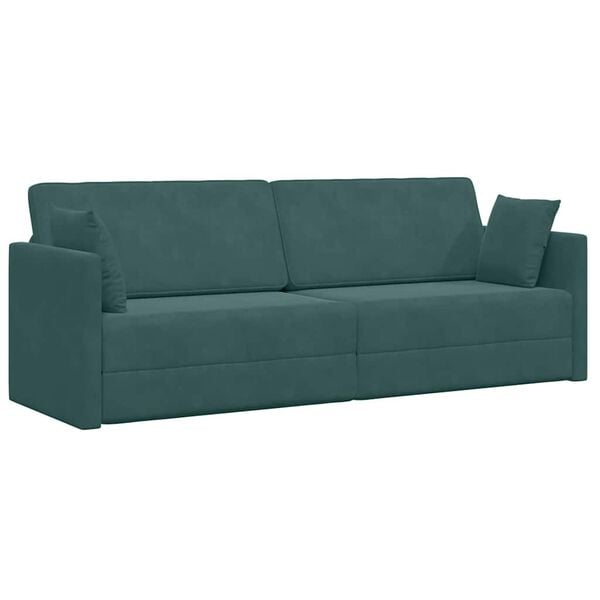 vidaXL Sofa podłogowa z funkcją spania 200cm Ciemna zieleń Aksamit