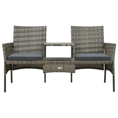 vidaXL 2-os. sofa ogrodowa ze stolikiem i stołkami, rattan PE, szary