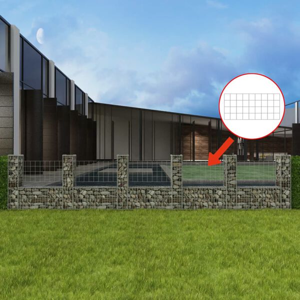 vidaXL Kosz gabionowy w kształcie litery U, stal, 570x20x100 cm