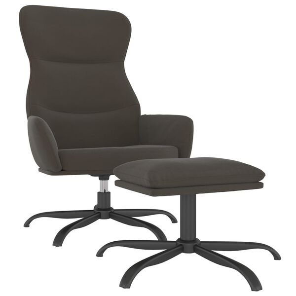 vidaXL Fotel z podn&oacute;żkiem, ciemnoszary, obity mikrofibrą