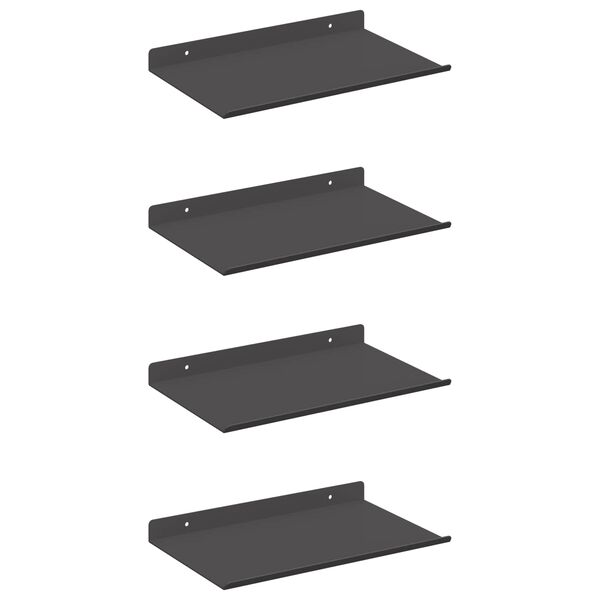 vidaXL P&oacute;łka wisząca 4 pcs Czarny 30 x 18 x 2,5 cm Stal