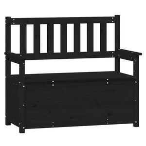 vidaXL Ławka, czarna, 112,5x51,5x96,5 cm, lite drewno sosnowe